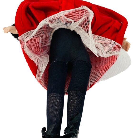 Vintage Christmas Porcelain Doll Red Coat Holiday Mantel Decor - Picture 6 of 9